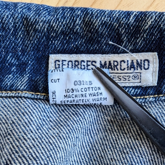 Vintage GUESS Denim Trucker Jean Jacket Georges Marciano Stonewash Blue Large - Picture 10 of 14